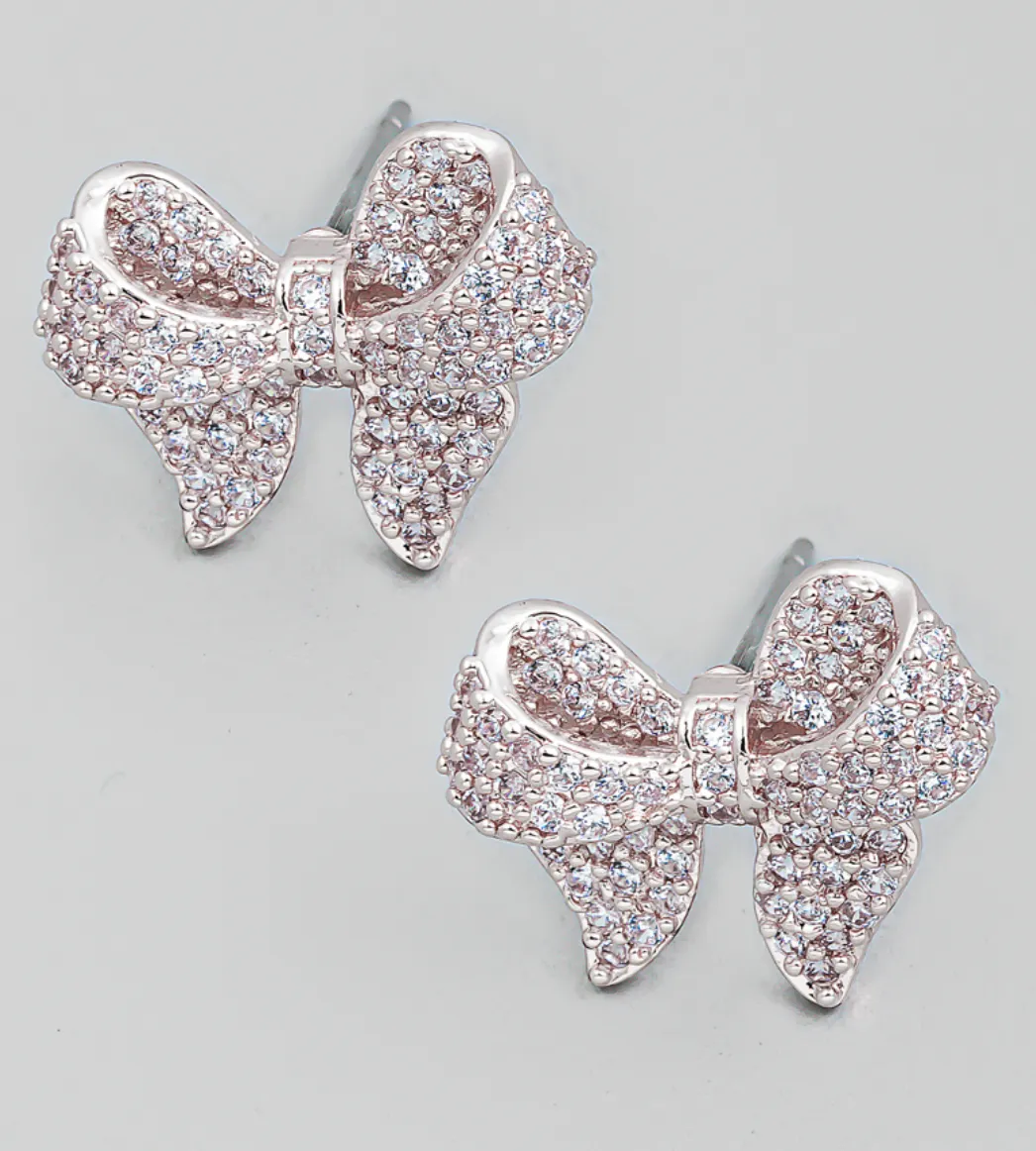 Pave Mini Bow Stud Earrings