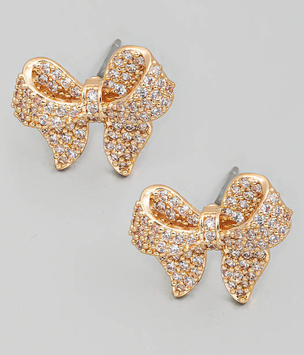 Pave Mini Bow Stud Earrings