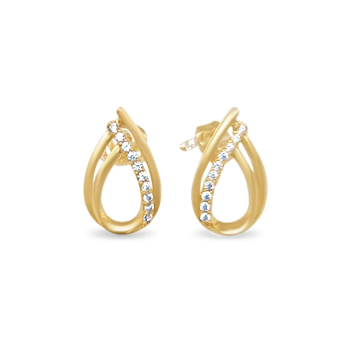Pear Shape Stud Earrings with Cubic Zirconia in 9ct Yellow Gold