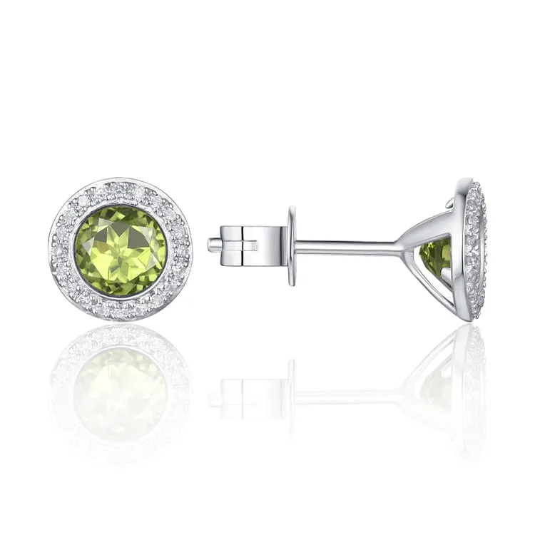 Peridot & Diamond Halo Earrings