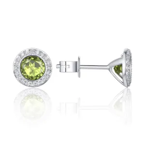 Peridot & Diamond Halo Earrings