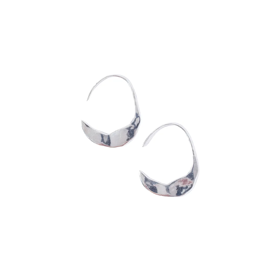 Petite Silver Crescent Hoops