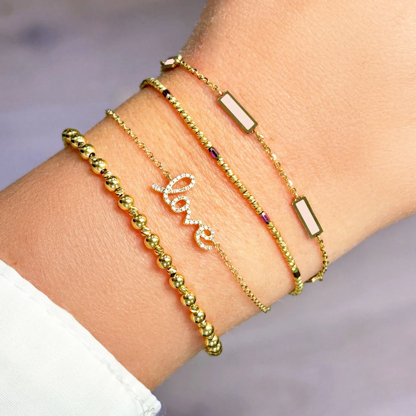 Pink Pearl Bar Chain Bracelet