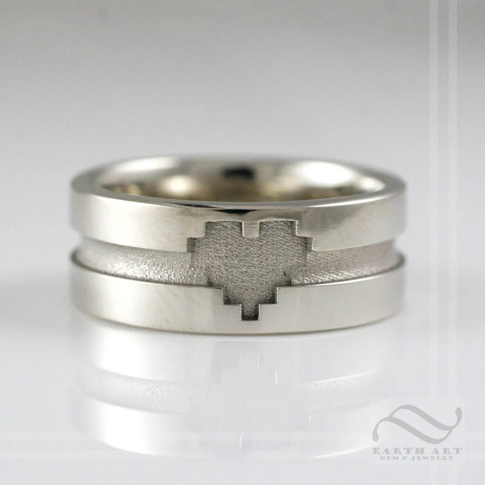 Pixelated Love - A 14k gold heart wedding band