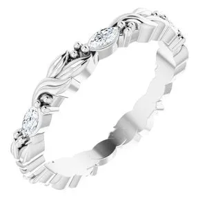 Platinum 1/3 CTW Natural Diamond Finger Floral-Inspired Eternity Band