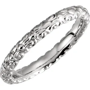 Platinum 2.9 mm Sculptural-Inspired Band Size 6