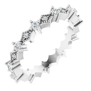 Platinum 3/8 CTW Natural Diamond Milgrain Eternity Band Size 7.5