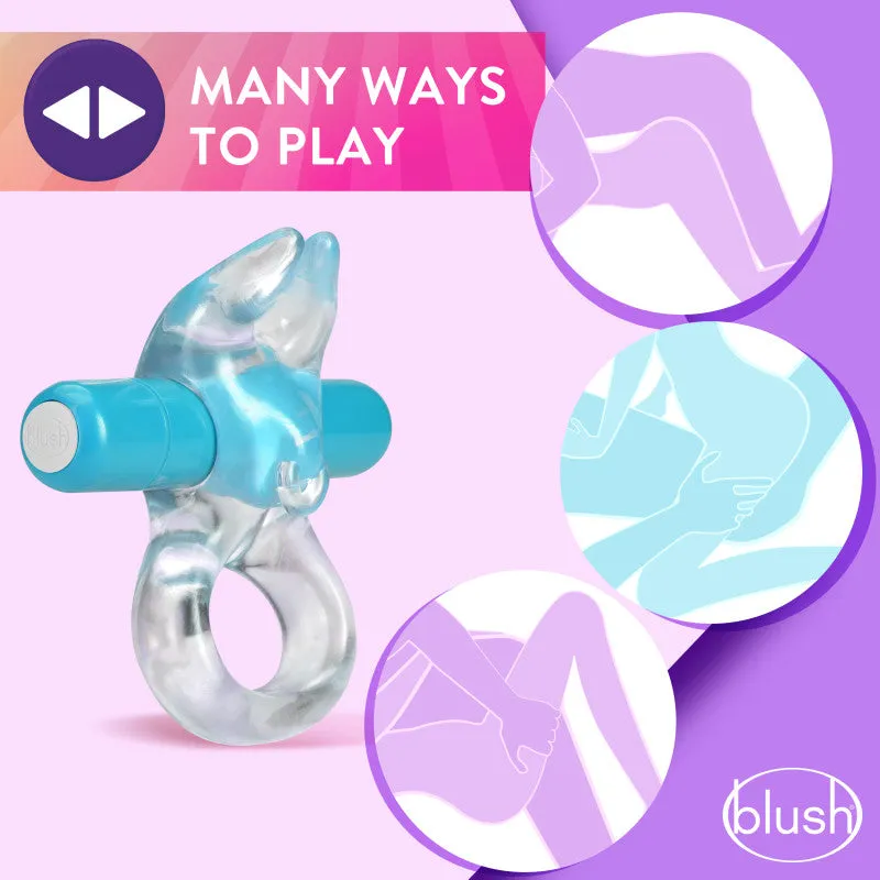 Play With Me Bull Vibrating C-Ring - Clear/Blue