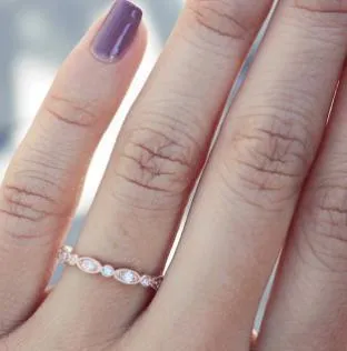 Prestine Trinity Full Eternity Hand Milgrain Beading Diamond Stackable Rings