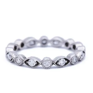Prestine Trinity Full Eternity Hand Milgrain Beading Diamond Stackable Rings
