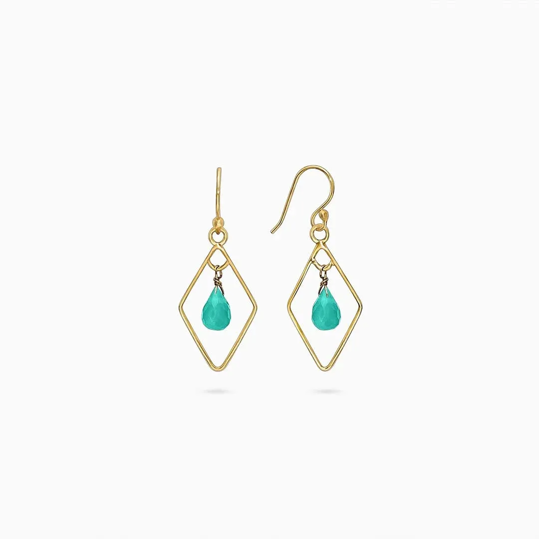 Pure Silver Earrings - Bold Gold Green Garnet