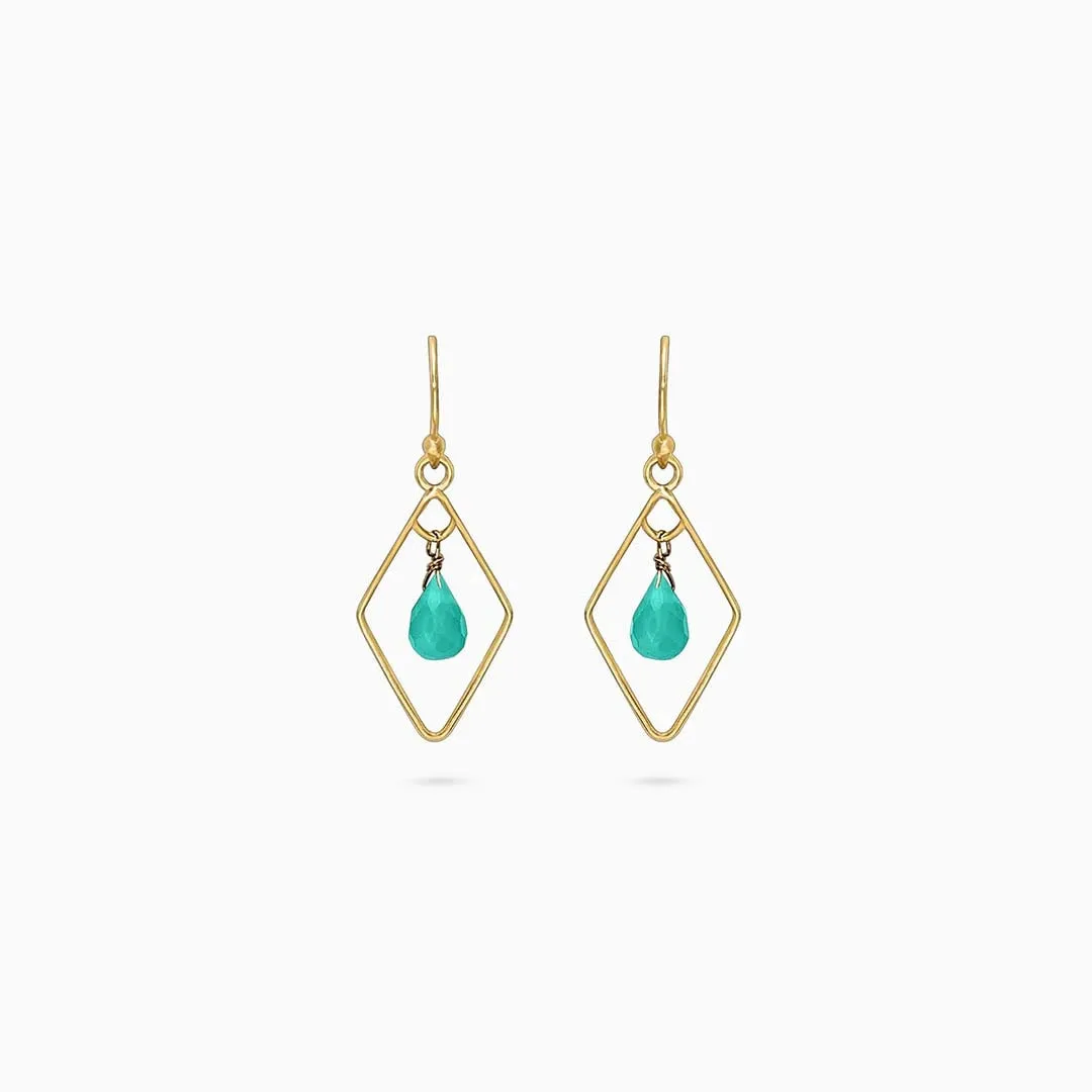 Pure Silver Earrings - Bold Gold Green Garnet