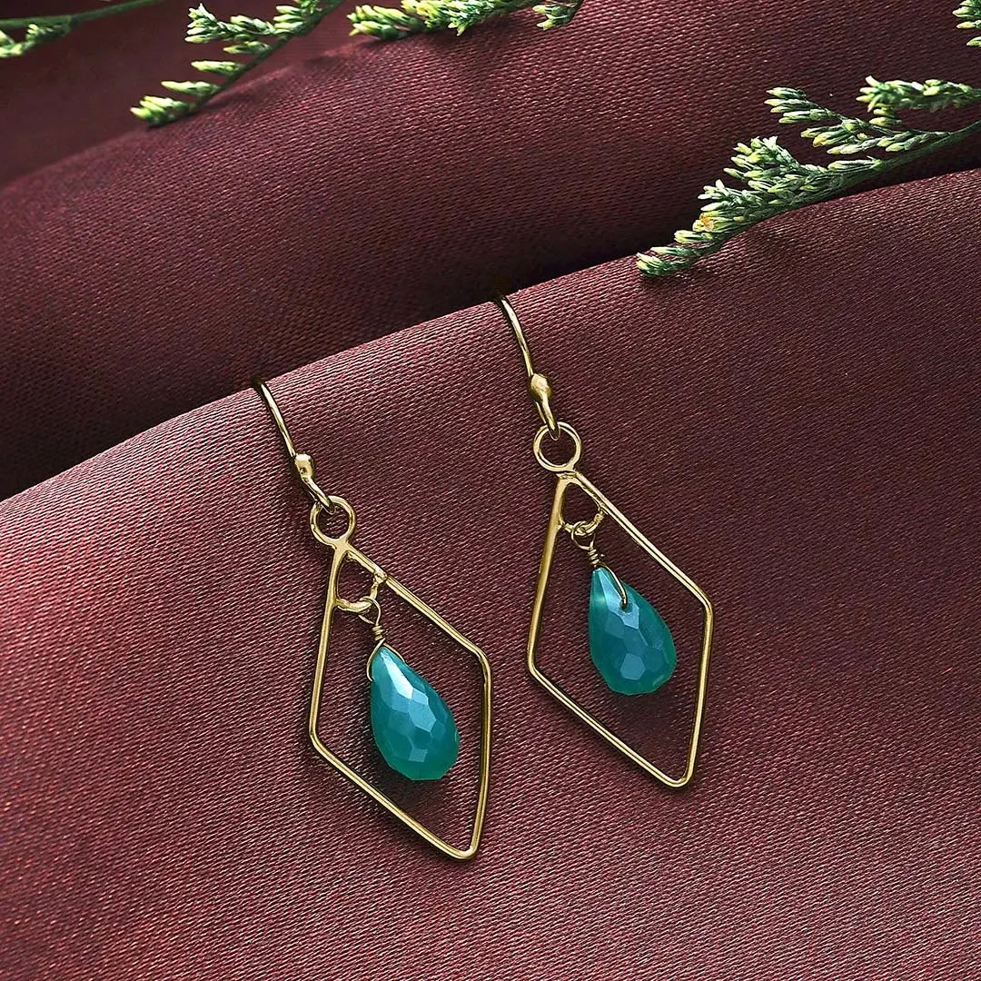 Pure Silver Earrings - Bold Gold Green Garnet