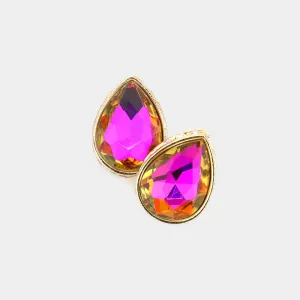 Purple AB Stud Crystal Pageant Earrings | Fashion Stud Earrings | 569291