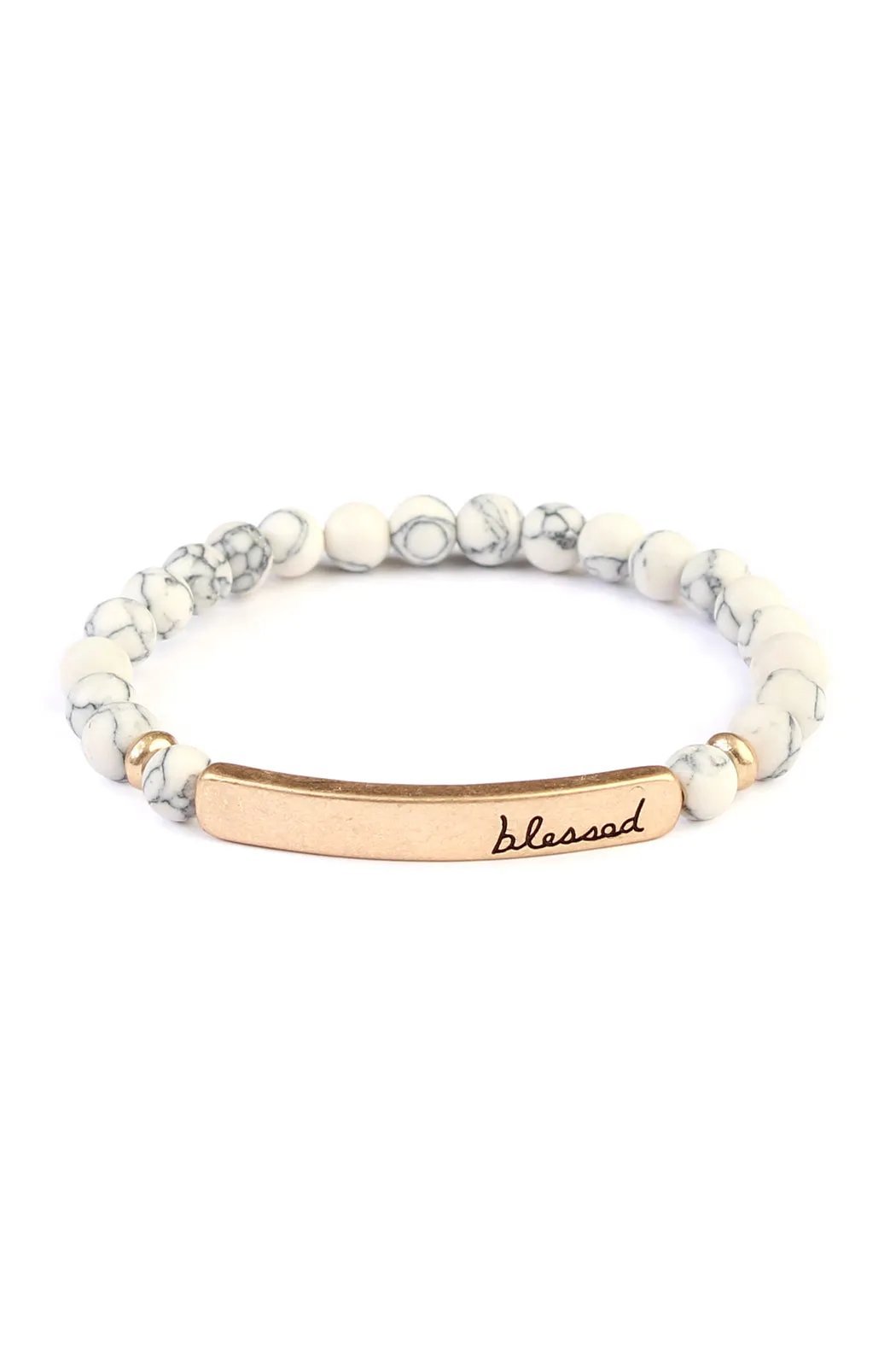 "BLESSED" BAR NATURAL STONE BRACELET