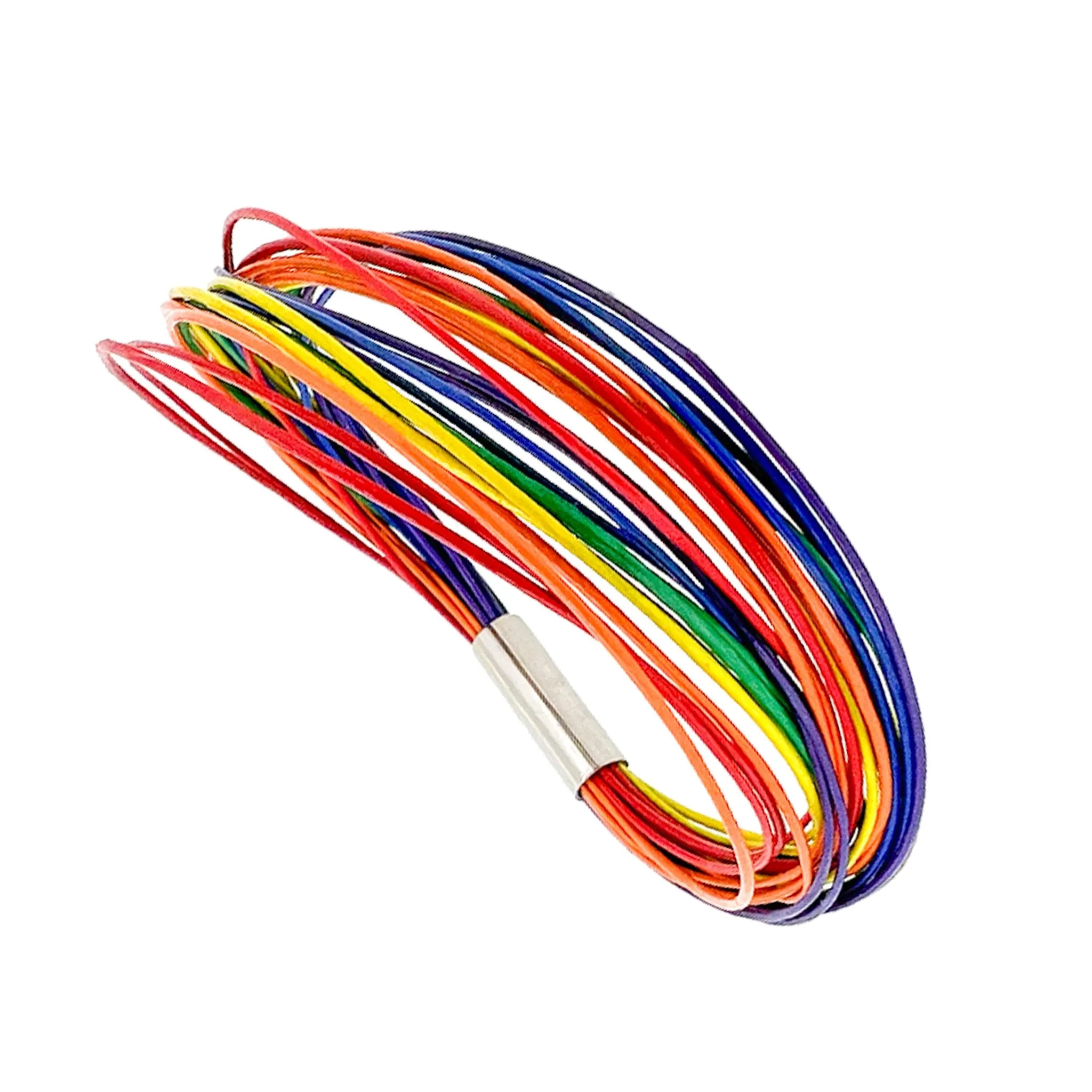 Rainbow Leather Bracelet -  5 mm Titanium Lock