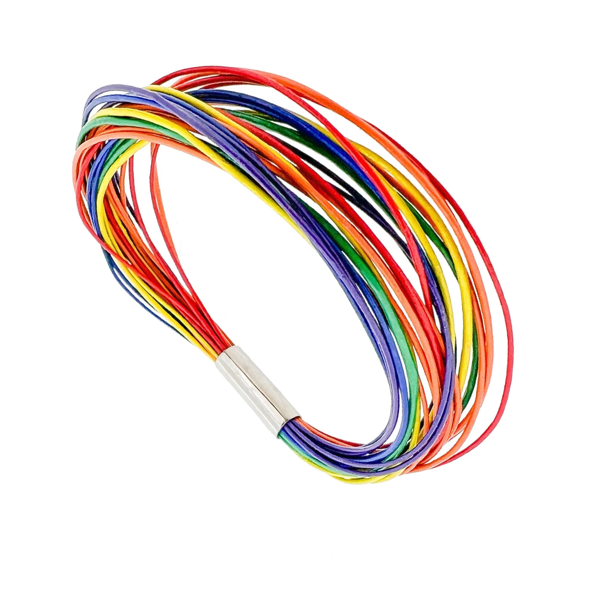 Rainbow Leather Bracelet -  5 mm Titanium Lock