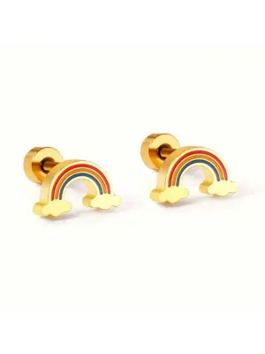 RAINBOW STUD EARRING - YELLOW GOLD
