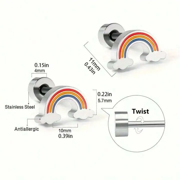 RAINBOW STUD EARRING - YELLOW GOLD
