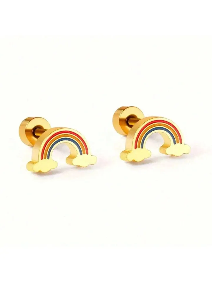 RAINBOW STUD EARRING - YELLOW GOLD