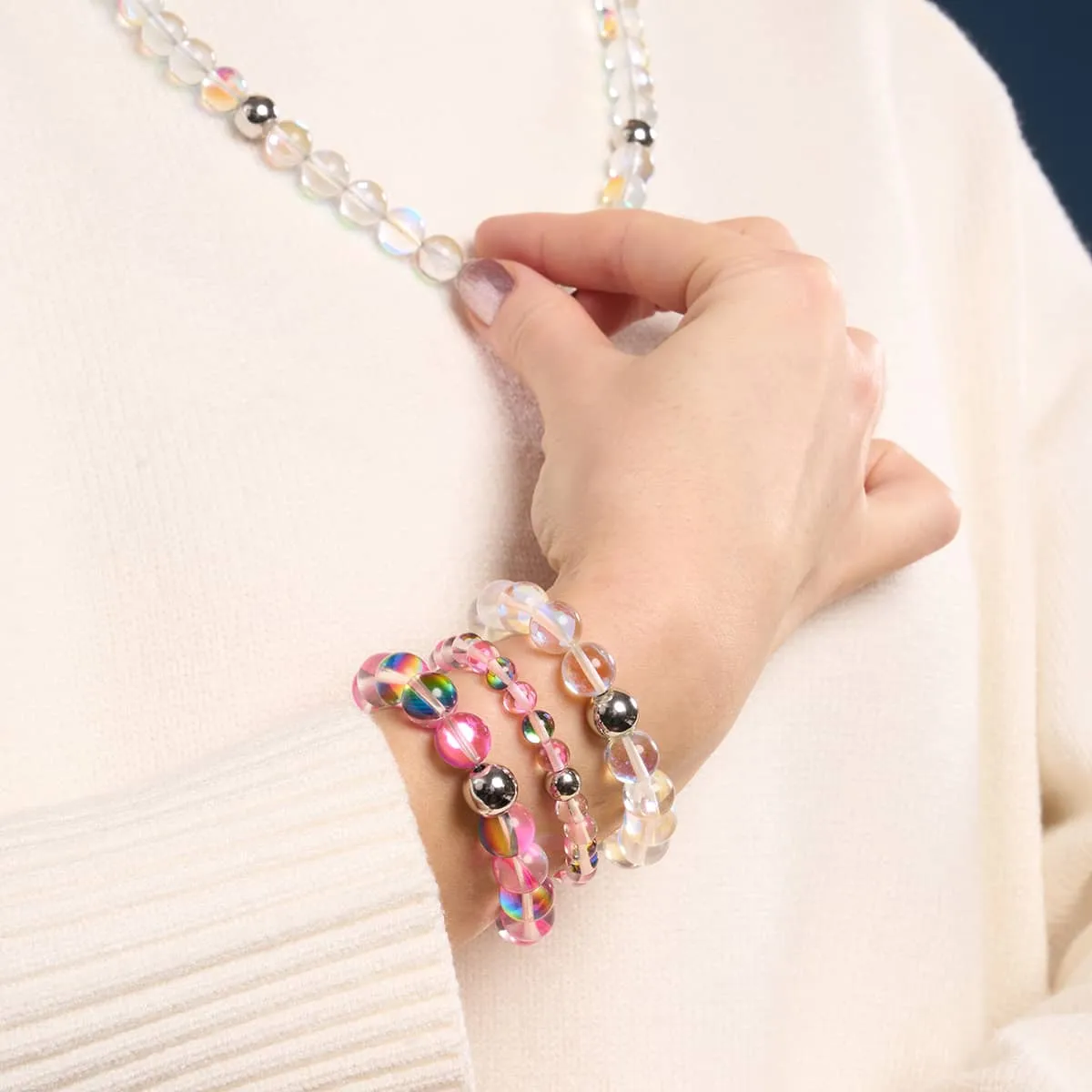 Rainbow Supernova | Silver | Galaxy Glass Statement Necklace