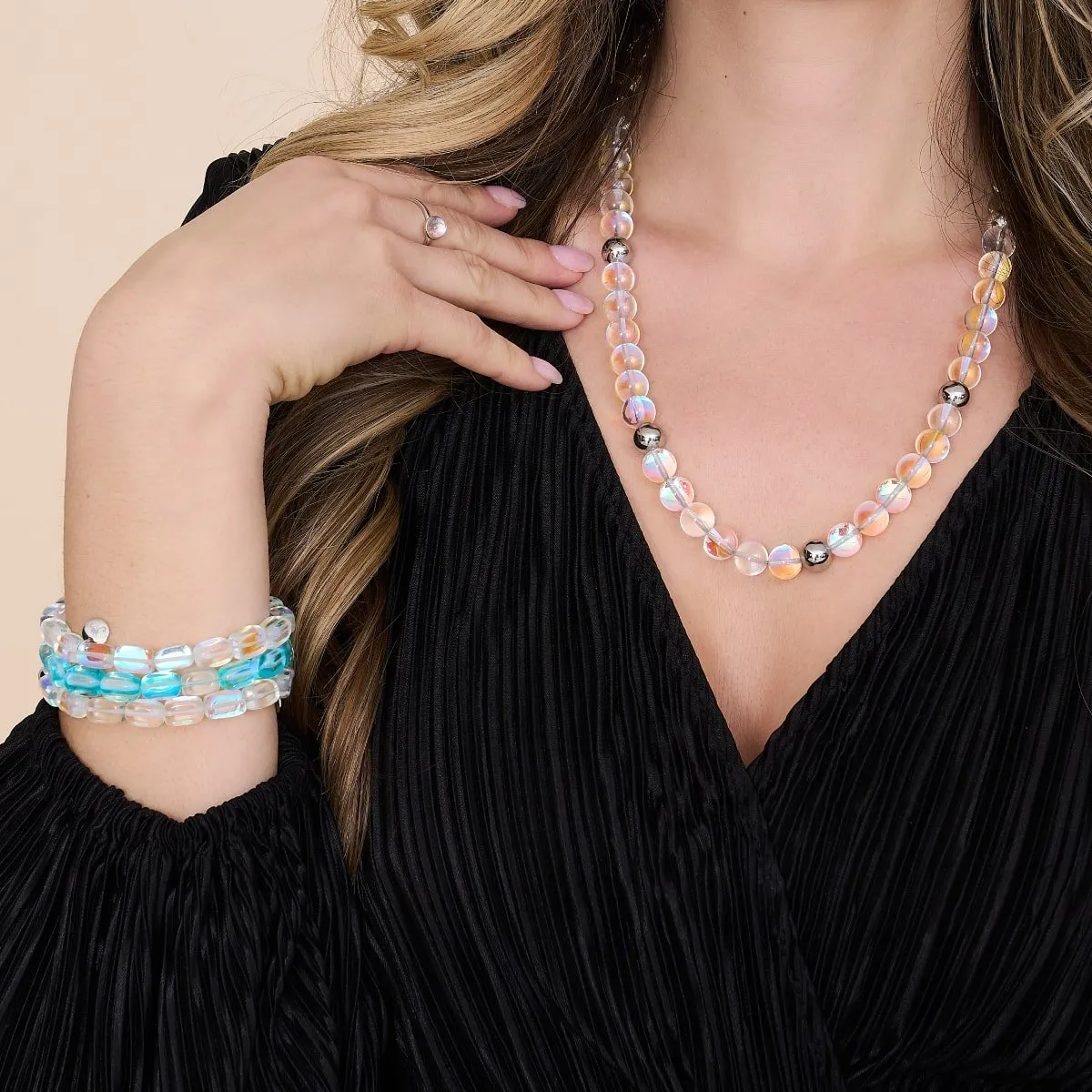 Rainbow Supernova | Silver | Galaxy Glass Statement Necklace