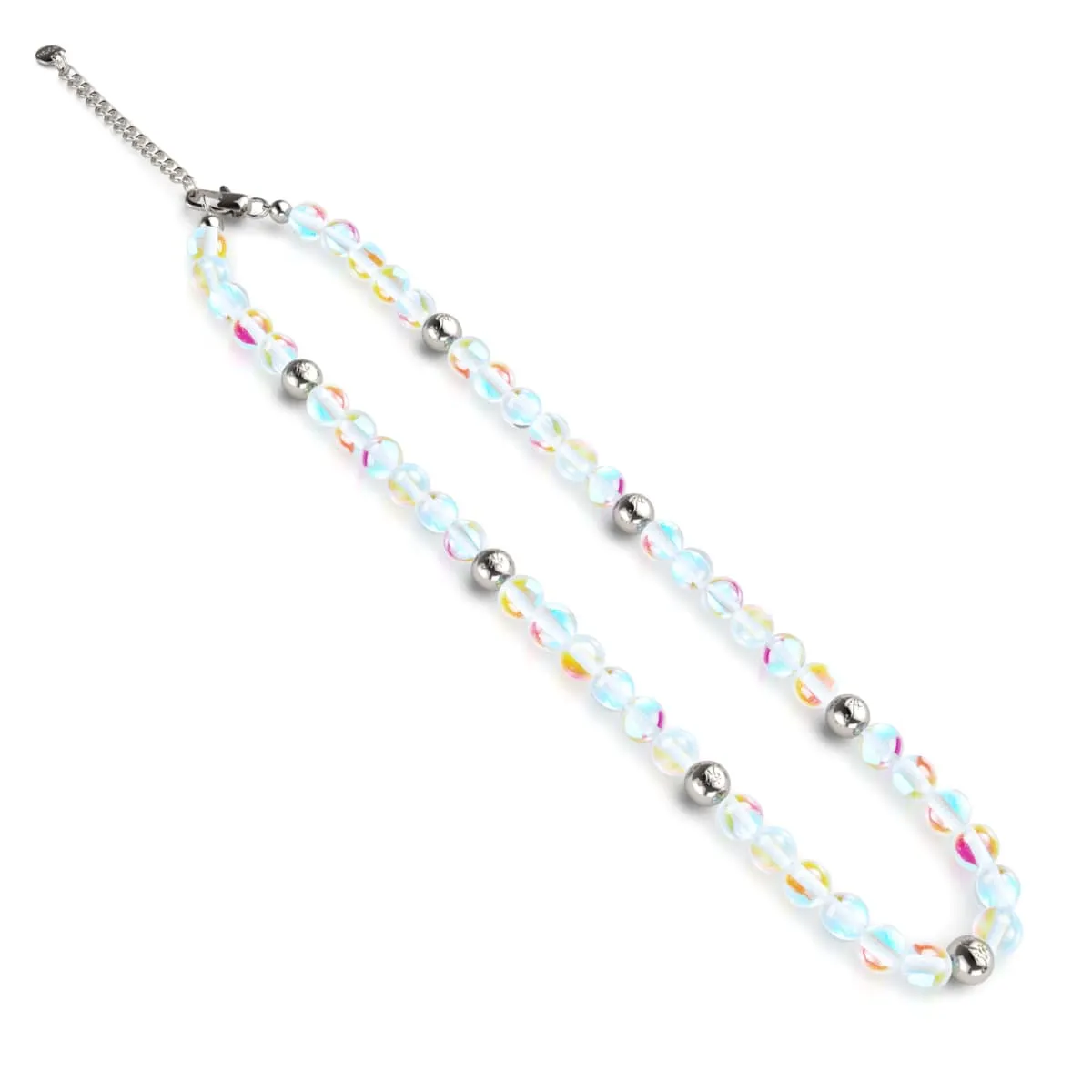 Rainbow Supernova | Silver | Galaxy Glass Statement Necklace