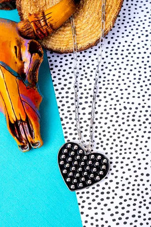 Ramblewood Studded Heart Silvertone Necklace
