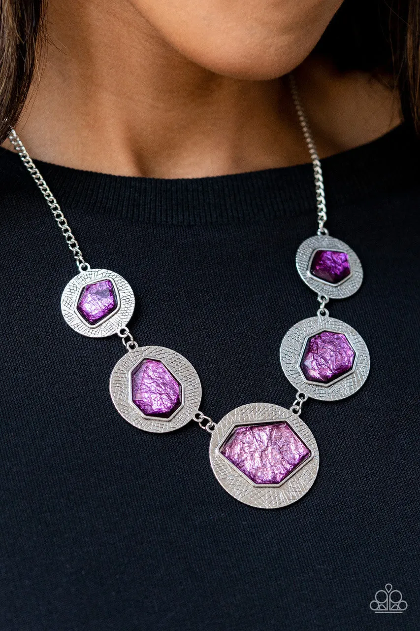 Raw Charisma - Purple - Silvery Gem Paparazzi Short Necklace - 2022 GLOW Convention Exclusive