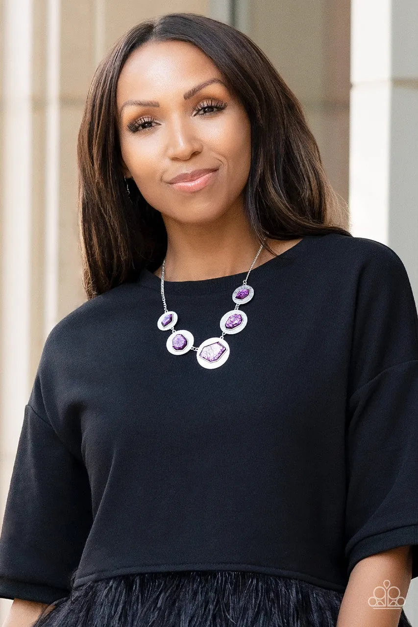 Raw Charisma - Purple - Silvery Gem Paparazzi Short Necklace - 2022 GLOW Convention Exclusive