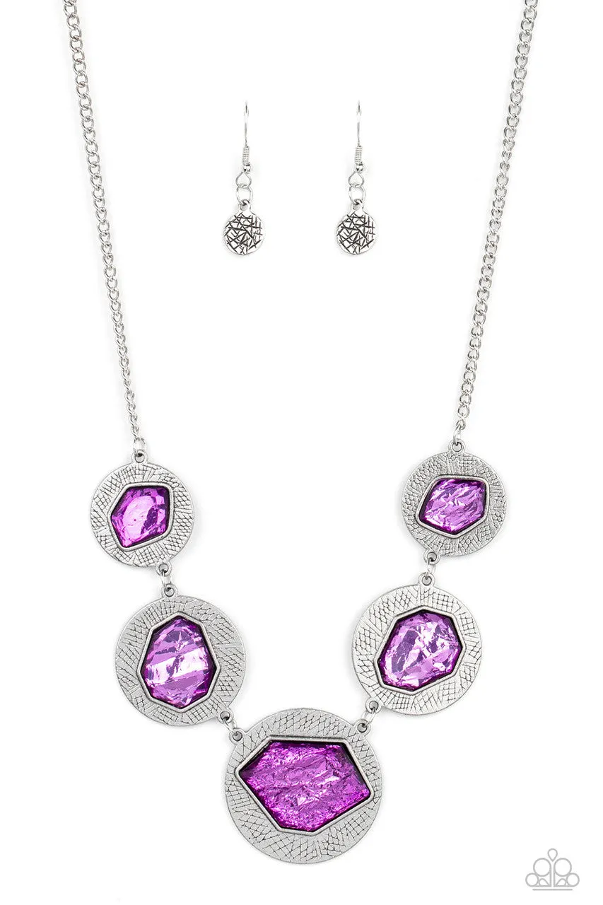 Raw Charisma - Purple - Silvery Gem Paparazzi Short Necklace - 2022 GLOW Convention Exclusive