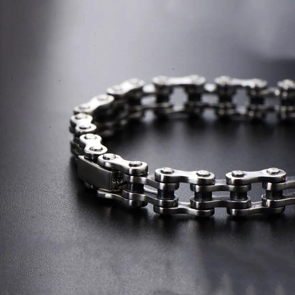 Real Solid 925 Sterling Silver Bracelets Link Chain Rectangle Punk Jewelry 8.3"