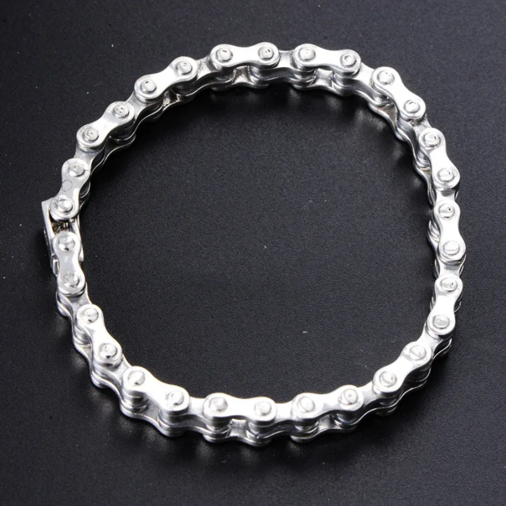 Real Solid 925 Sterling Silver Bracelets Link Chain Rectangle Punk Jewelry 8.3"