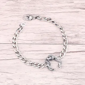 Real Solid 925 Sterling Silver Bracelets Miami Cuban Link Chain Animals Snake Punk Jewelry