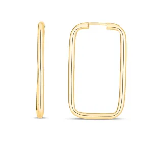 Rectangular Hinged Endless Hoop Earrings in 14k Yellow Gold