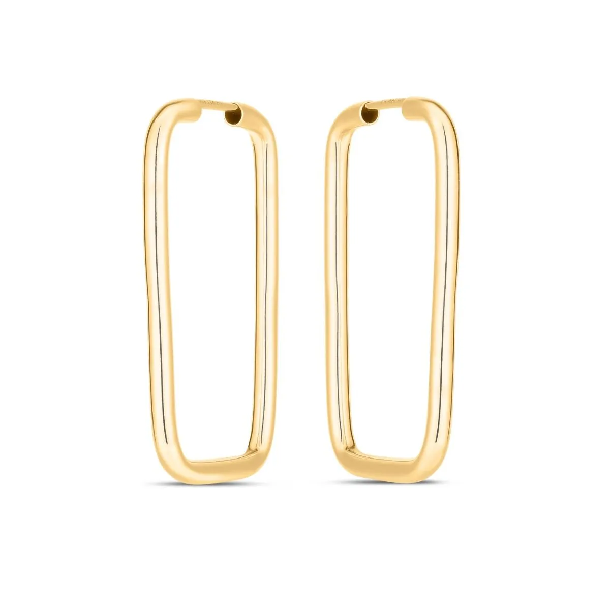 Rectangular Hinged Endless Hoop Earrings in 14k Yellow Gold