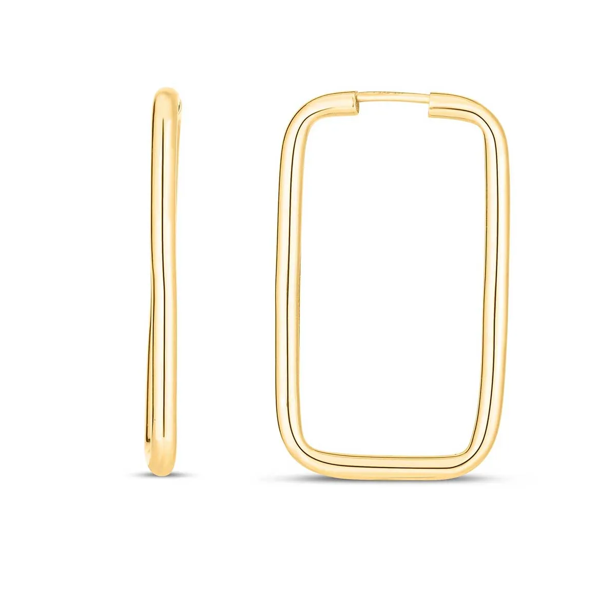 Rectangular Hinged Endless Hoop Earrings in 14k Yellow Gold