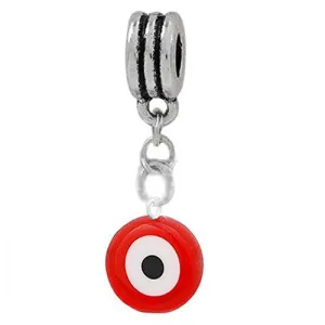 Red Evil Eye Dangle European Bead Compatible for Most European Snake Chain Charm Bracelet