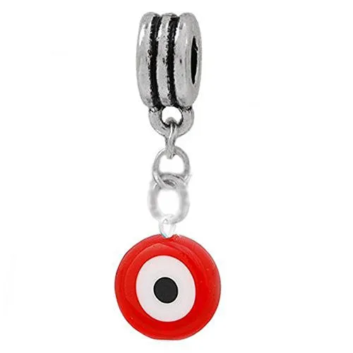 Red Evil Eye Dangle European Bead Compatible for Most European Snake Chain Charm Bracelet
