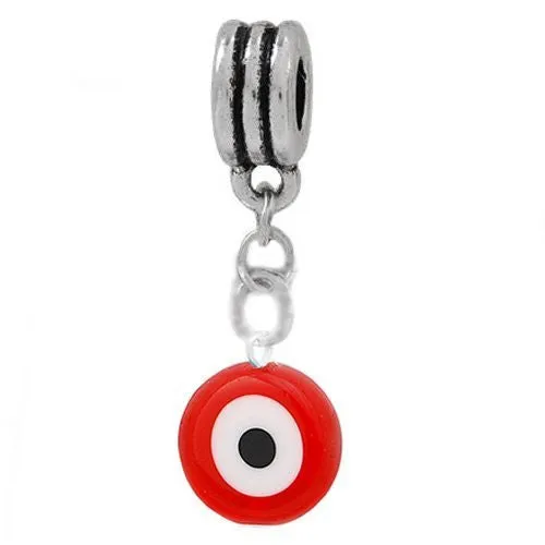 Red Evil Eye Dangle European Bead Compatible for Most European Snake Chain Charm Bracelet