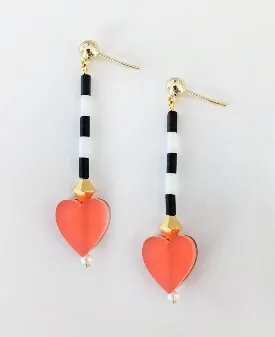 Red heart earrings, beaded heart earrings, Valentines day earrings, red heart earrings, dangle earrings, galentines day gift, heart dangle