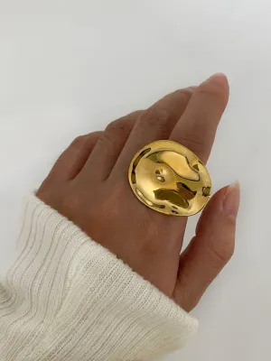 Retro Simple Style Geometric 316L Stainless Steel 18K Gold Plated Ring