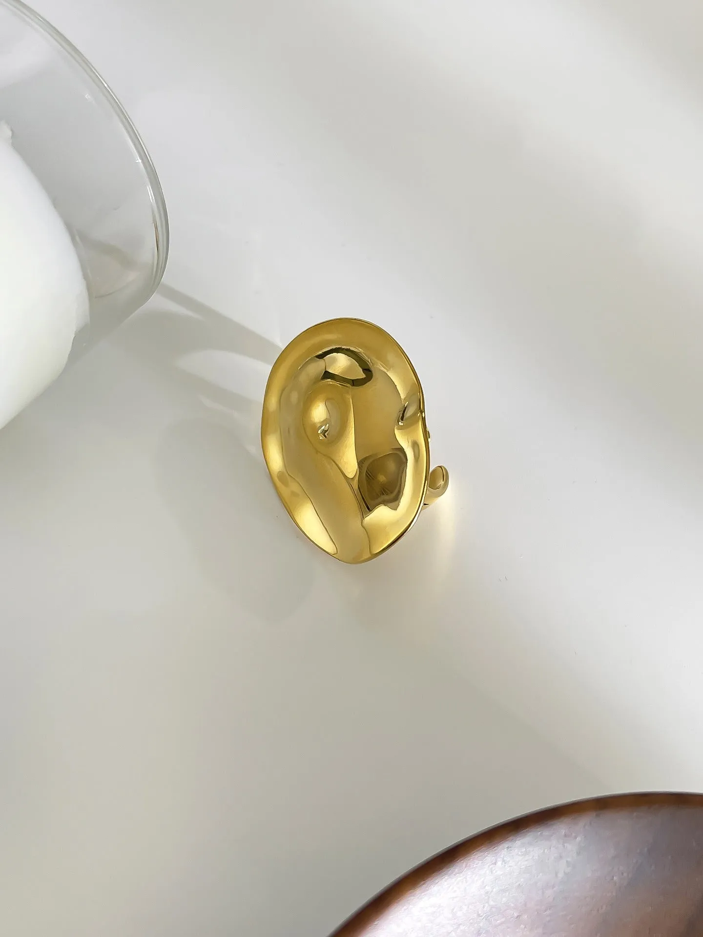Retro Simple Style Geometric 316L Stainless Steel 18K Gold Plated Ring
