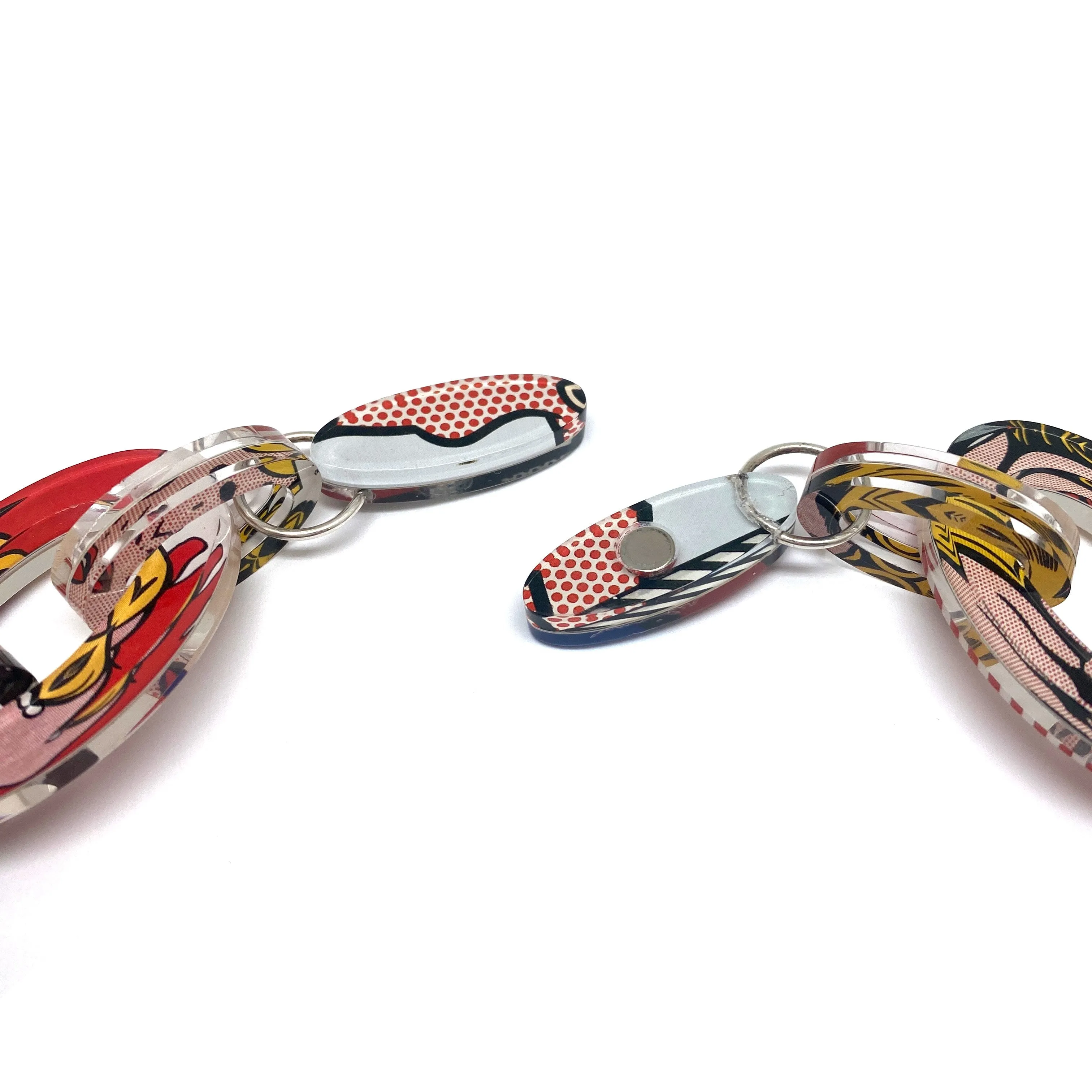 Reversible Pop Art Graduated Oval Chain Link Necklace