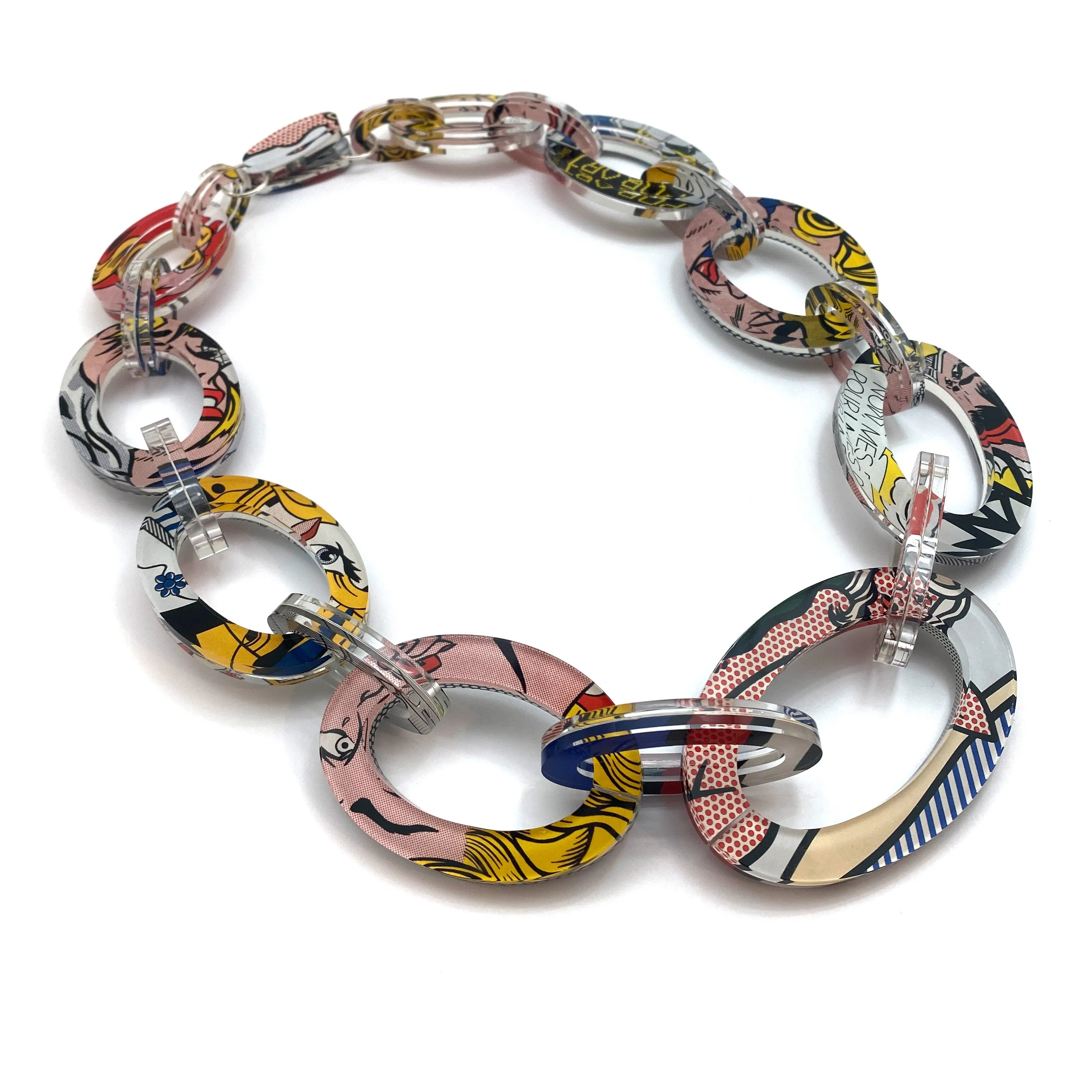 Reversible Pop Art Graduated Oval Chain Link Necklace