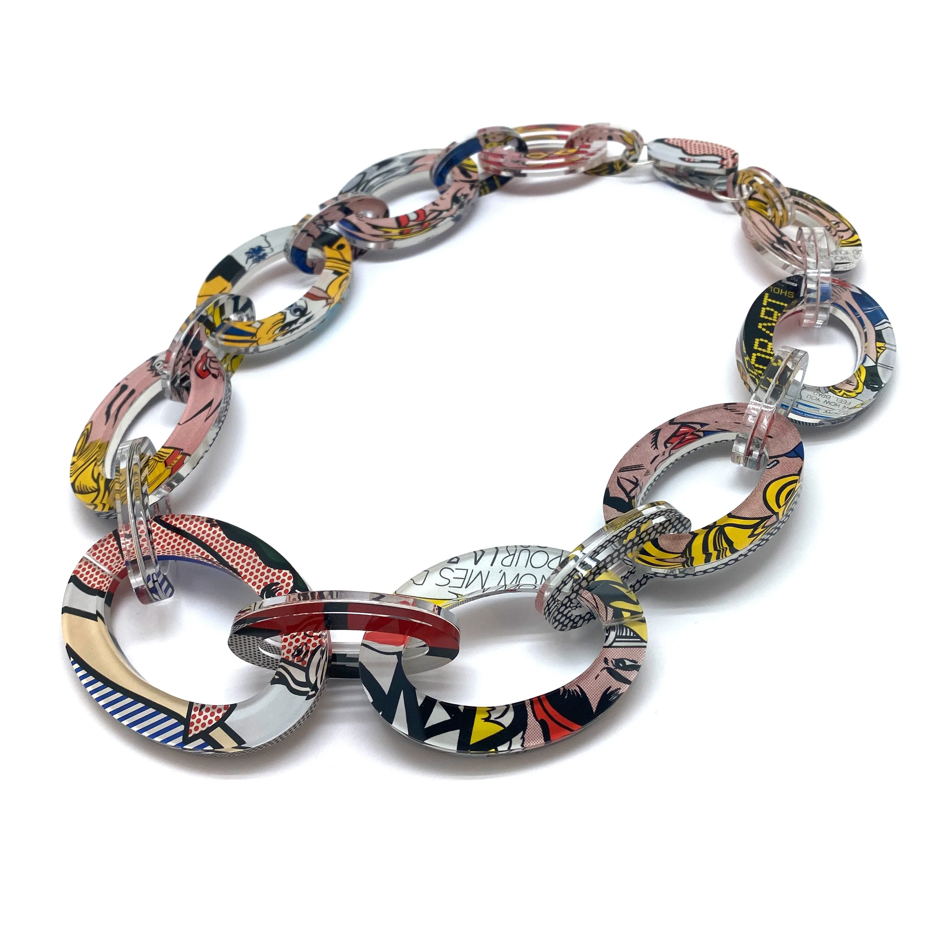 Reversible Pop Art Graduated Oval Chain Link Necklace