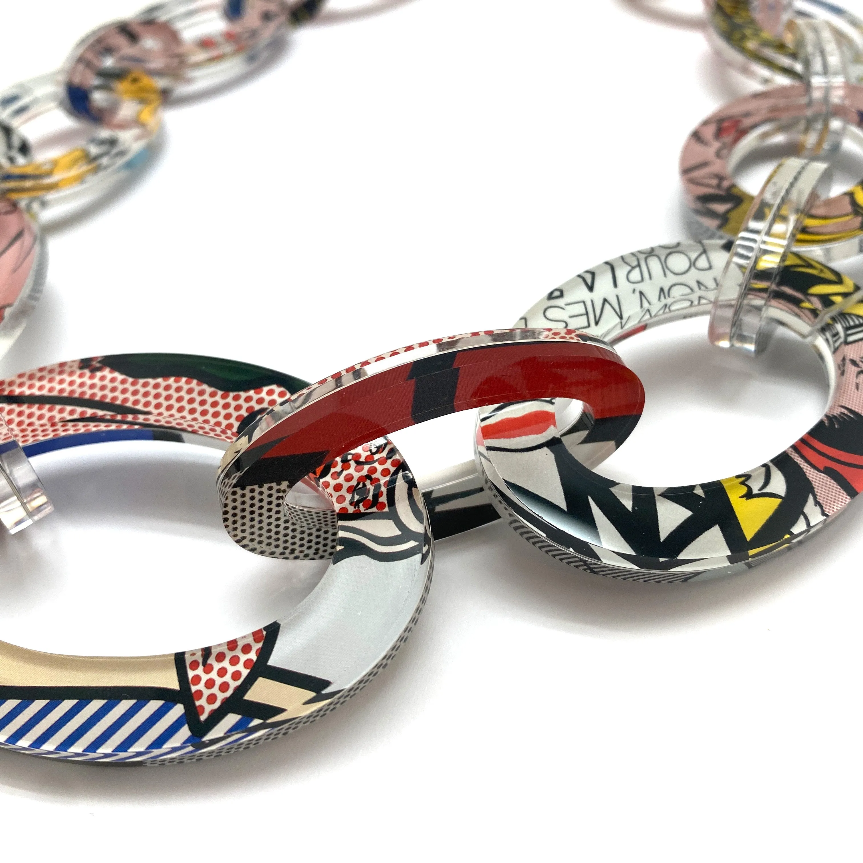 Reversible Pop Art Graduated Oval Chain Link Necklace