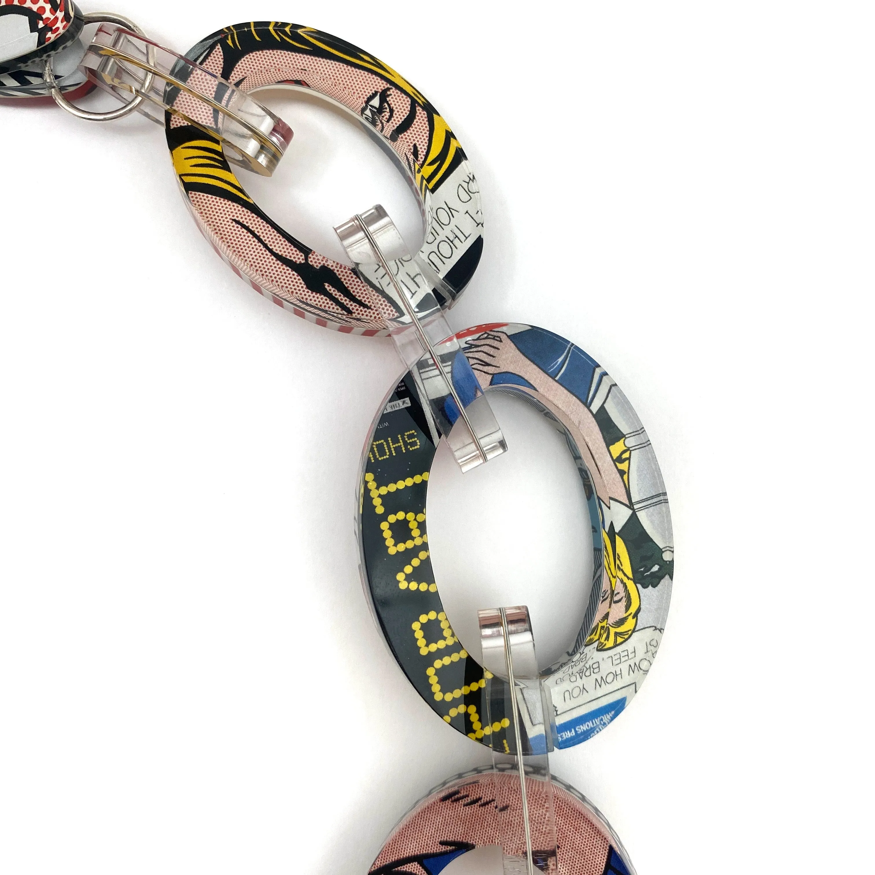 Reversible Pop Art Graduated Oval Chain Link Necklace