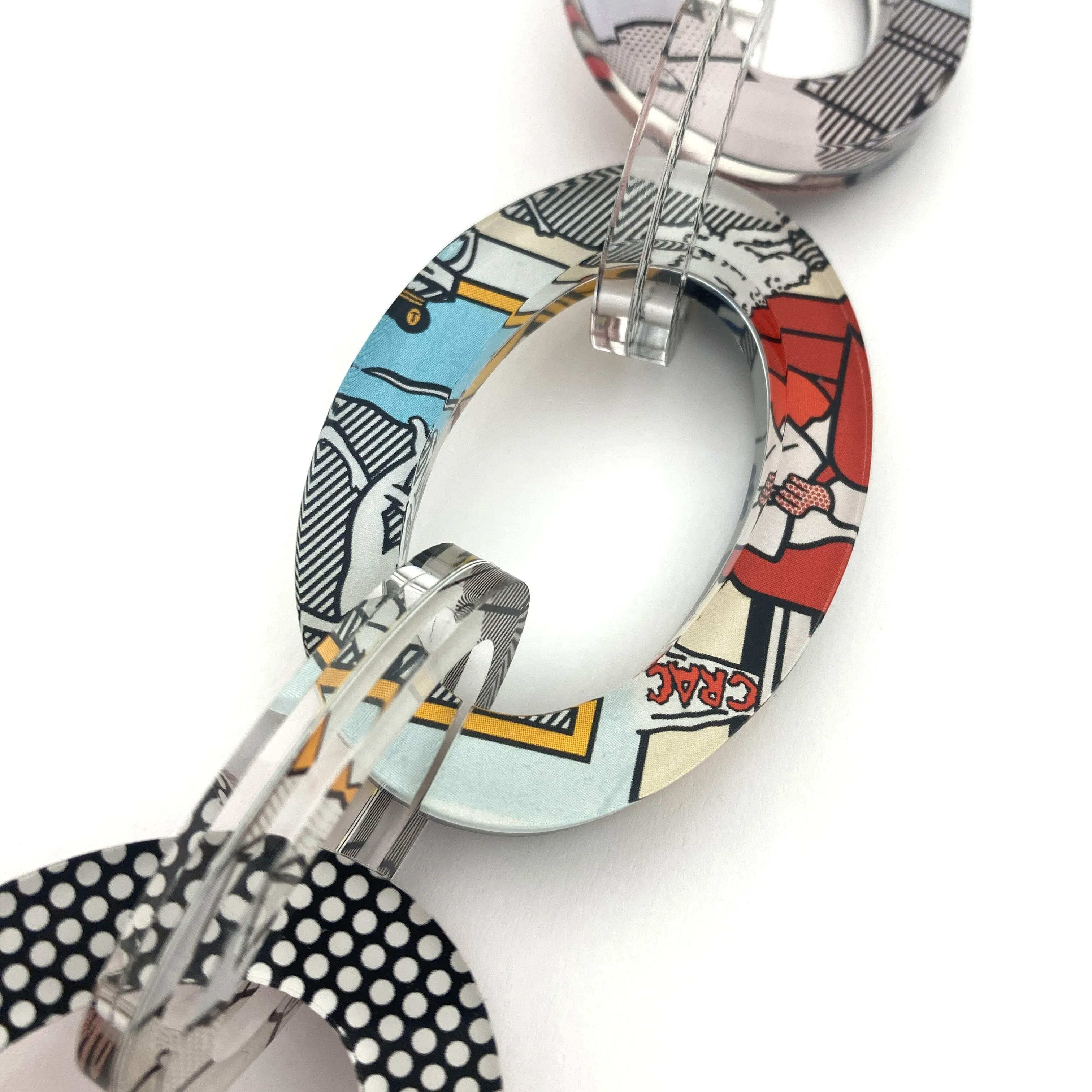 Reversible Pop Art Graduated Oval Chain Link Necklace