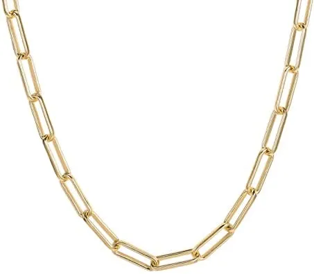 Rich 14K Yellow Gold Medium Paperclip Link Chain 18"